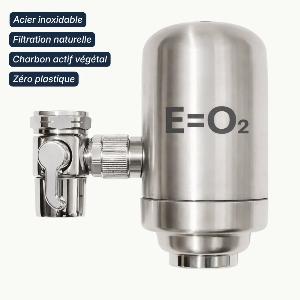 Purificateur d'eau en acier inoxydable E=O2 avec filtration naturelle et charbon actif végétal